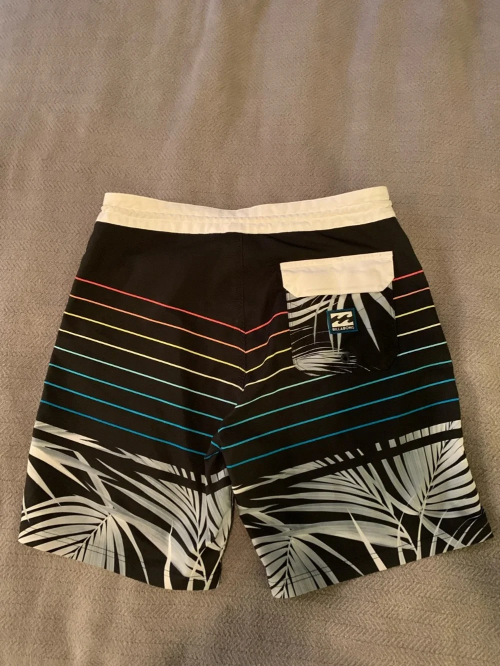 Billabong Black Boardshorts with Multicolor Stripe & Palm Print - Picture 2 of 6